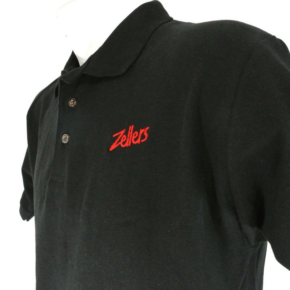 ZELLERS Vintage Black Polo Shirt Employee Uniform Shirt Size M NEW